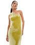 ASOS DESIGN sheer sequin one shoulder midi dress in chartreuse