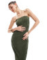 New Look ripple bandeau midi dress in khaki