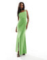 True Violet corset maxi dress with thigh split in green