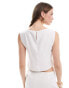 ASOS DESIGN linen blend slash neck fitted top co ord in ivory