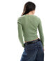 ASOS DESIGN fine gauge scoop neck jumper in rib in green