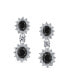 Art Deco Style Crown Halo Oval Cubic Zirconia Black CZ Fashion Formal Dangle Drop Earrings For Women For Prom smaid Rhodium Plated