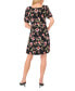 Women's Floral Square Neck Puff Short Sleeve Dress