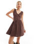 Glamorous shirred bust mini dress in chocolate