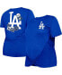 Women's Royal Los Angeles Dodgers Plus Size Two-Hit Front Knot T-shirt