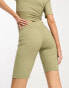 Nike Sport Utility rib legging shorts in neutral olive