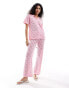 The Frolic hibiscus crochet drop shoulder beach shirt co-ord in bubblegum pink