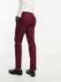 ASOS DESIGN slim linen mix suit trouser in burgundy