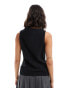 ASOS DESIGN linen look v neck longline waistcoat in black