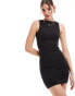 JJXX slinky reversable jersey mini dress in black