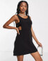 COLLUSION backless pinafore mini dress in black