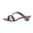 Think! Soso 82500-1-H48 Womens Brown Leather Slip On Heeled Sandals Shoes