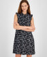 Women's Printed Tie-Neck A-Line Dress