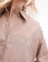 Topshop oversized poplin shirt in taupe