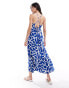 ONLY strappy tiered maxi dress in blue abstract print