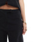 ASOS DESIGN linen blend mid rise wide leg trouser co ord in black