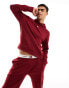 Tommy Hilfiger ribbed logo hoodie in burgundy