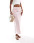 Wednesday's Girl linen bias cut midaxi skirt in dusty pink