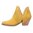 Dingo Fine N' Dandy Fringe Studded Snip Toe Cowboy Booties Womens Yellow Casual