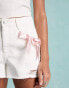 Miss Selfridge heart pocket short with bow detail in ecru