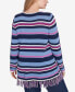 Plus Size Lets Rendez-Blue Printed Long Sleeve Sweater