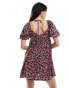 Wednesday's Girl puff sleeve chintzy floral smock mini dress in multi