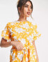 I Saw It First tie waist frill detail mini dress in orange floral