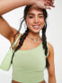 Daisy Street asymmetric crop top in mint rib