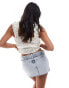 ONLY Petite mini belt denim skirt light acid wash