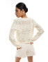 Vero Moda lightweight crochet cardigan in cream