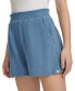 Women's Smocked-Waist Double-Crepe Pull-On Cotton Shorts