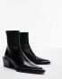 Topshop Riley leather western boot in black