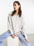 ASOS DESIGN textured metallic oversized shirt in silver