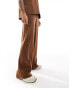 ASOS DESIGN loose leg suit trousers in chocolate brown