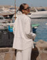 4th & Reckless x Luana Barron genevive black embroidery long sleeve beach shirt co-ord in off white