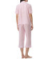 Women's 2-Pc. Notched-Collar Cropped Pajamas Set