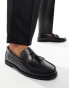 ASOS DESIGN loafers with fringe detail in polished black leather