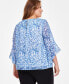 Plus Size Printed Ruffled-Cuff 3/4-Sleeve Blouse