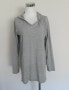 Style & Co Women's V Neck Hoodie Ribbed panels Long Sleeve Sweater Gray S