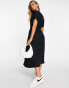 ASOS DESIGN waisted midi tea dress with buttons in black