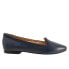 Trotters Hannah T2270-400 Womens Blue Wide Leather Loafer Flats Shoes