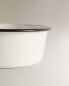 Enamelled pet food bowl with trim