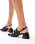 Stradivarius heeled mary jane shoe in black