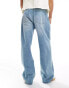 Bershka baggy jean with pleats in blue