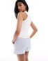 Stradivarius ribbed patch detail tank top in white