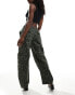 Pull&Bear slouchy wide leg jean in khaki leopard print