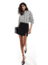 Vero Moda Aware yarn dyed striped oversized shirt in black and white