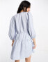 & Other Stories linen tie detail mini dress in blue