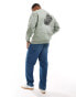 ASOS DESIGN oversized sweatshirt in sage green with photographic back print and front chest print