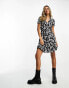 French Connection printed jersey mini dress in black